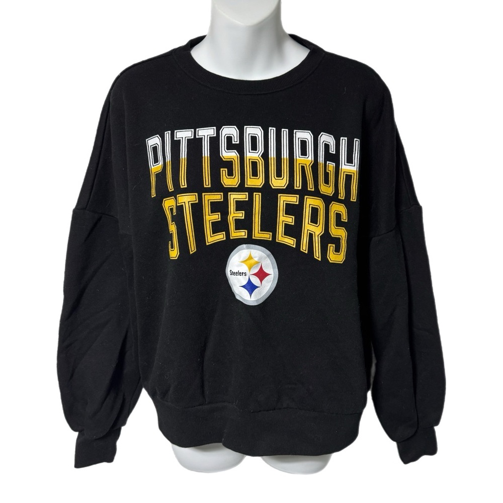 Pittsburgh Steelers Crewneck Sweatshirt G-III 4Her Black Boxy Oversized Small